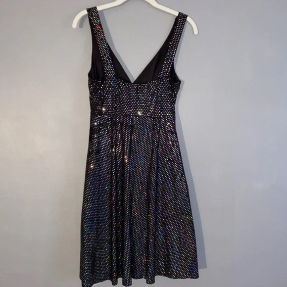 BODY CENTRAL Holographic Sparkle Sequin Party Dress Small Disco 70s Look - Picture 5 of 13